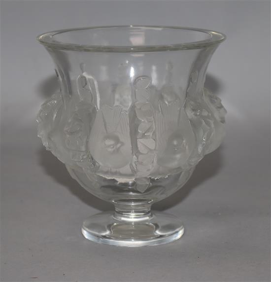 A post-war Lalique bluebird vase, 5in.